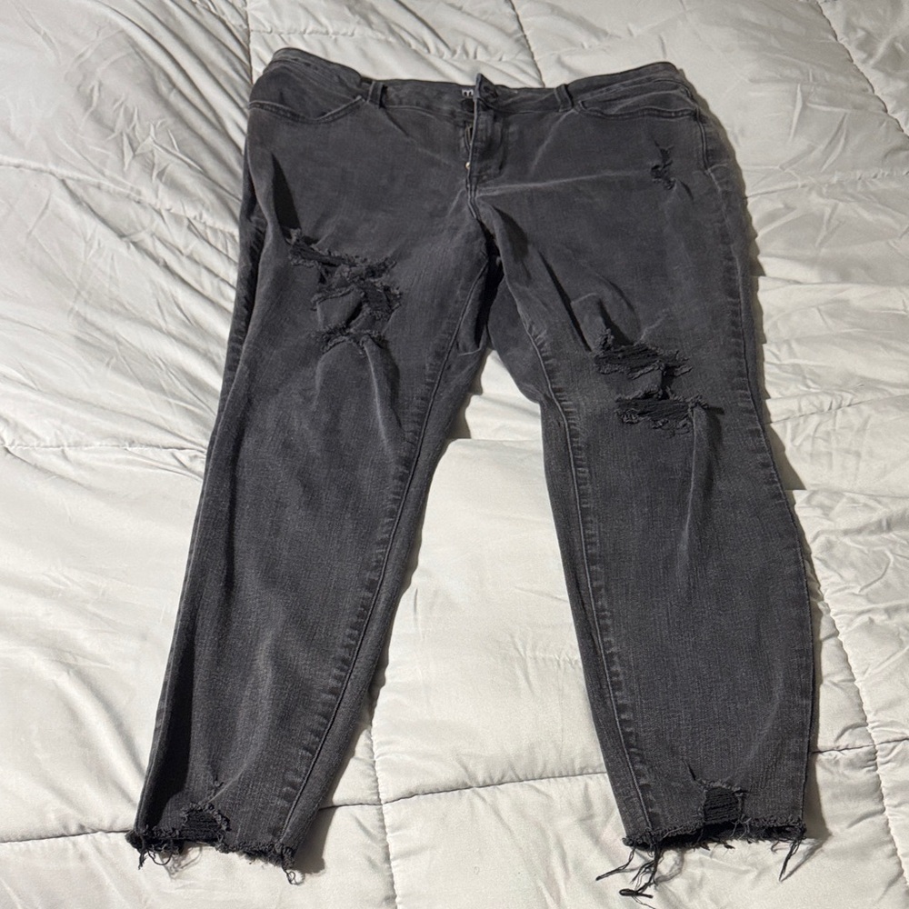 Maurices Charcoal Distressed Skinny Jeans